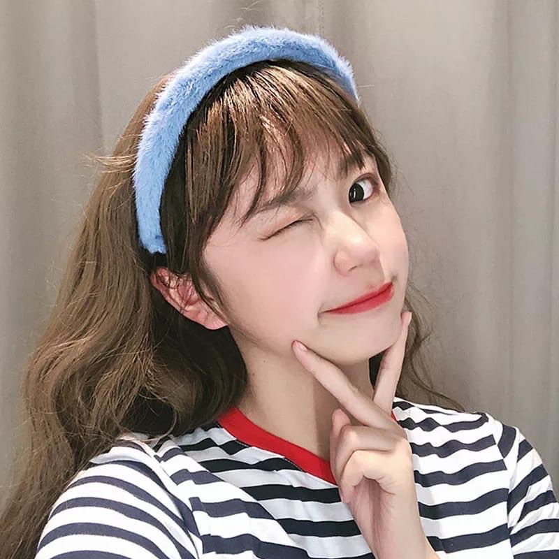 BANDO BANDANA BULU-BULU GAYA KOREA UNTUK WANITA FASHION AKSESORIS RAMBUT WANITA AKSEN BULU-BULU