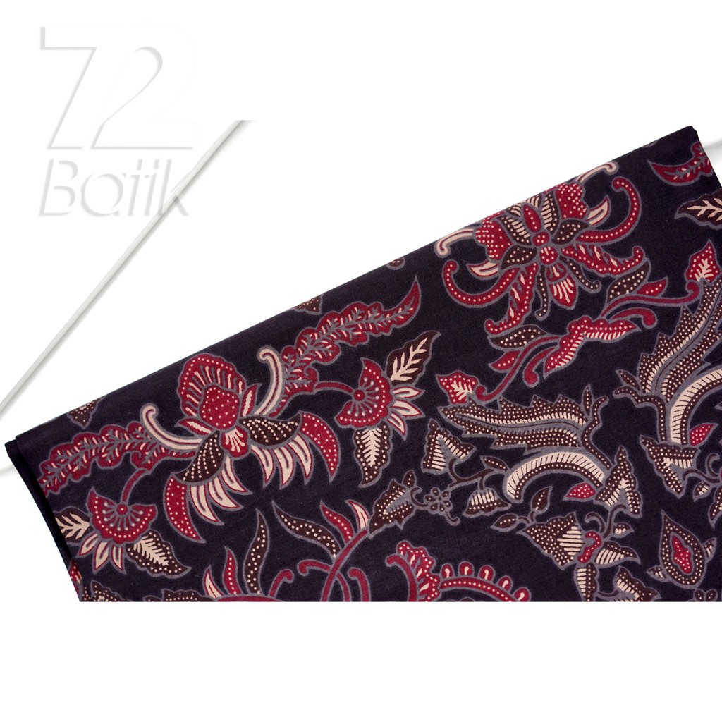 KAIN BATIK PREMIUM Bahan Katun Motif Kembang Warna Hitam Ireng Black Coklat 728910 Cap 72 Jarik Jarit Samping Kebat Panjang Batik Katun Modern Premium Bahan Seragam Batik Pernikahan Kantor Keluarga Murah Kamen Jadi Batik Bali Lembaran