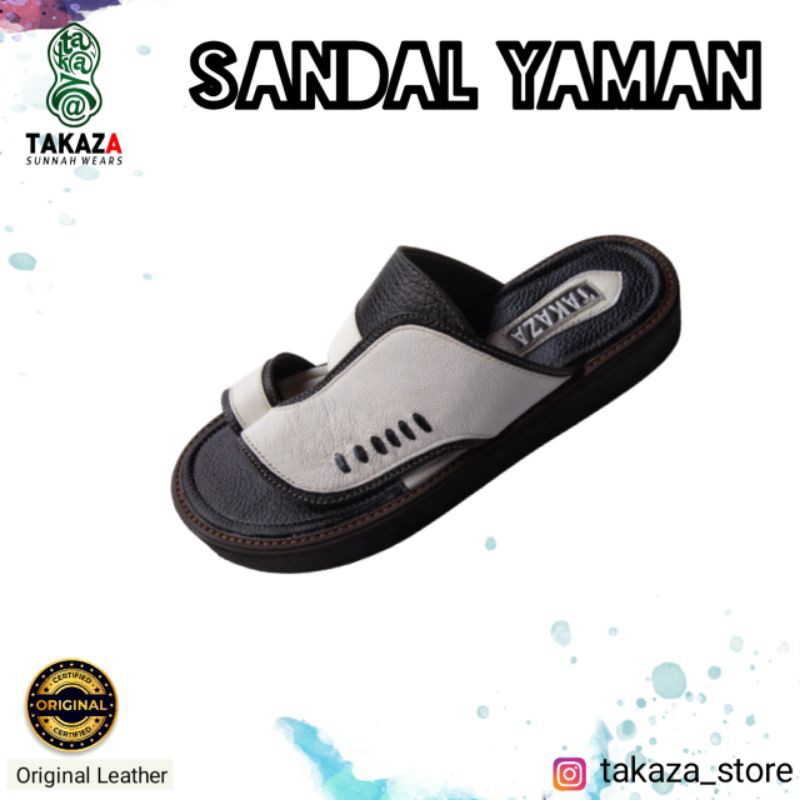 COD | Sandal Yaman Takaza Kulit Sapi Warna Putih