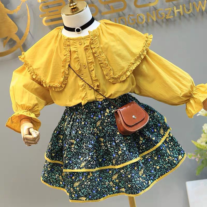 ANANAKSTORE- Setelan baju anak perempuan baju baby impor premium Lengan panjang Dress Mini Kuning 2-7 Tahun / B01