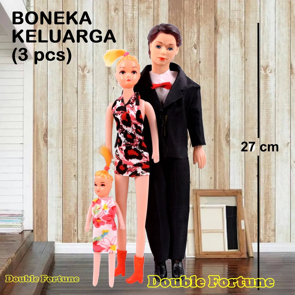 BONEKA MAINAN ANAK 3 PCS   BAPAK IBU ANAK FAMILY DOLL MURAH