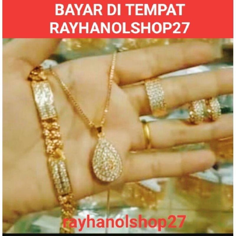 SET WANITA DEWASA TITANIUM LENGKAP LAPIS EMAS 24 ANTI KARAT