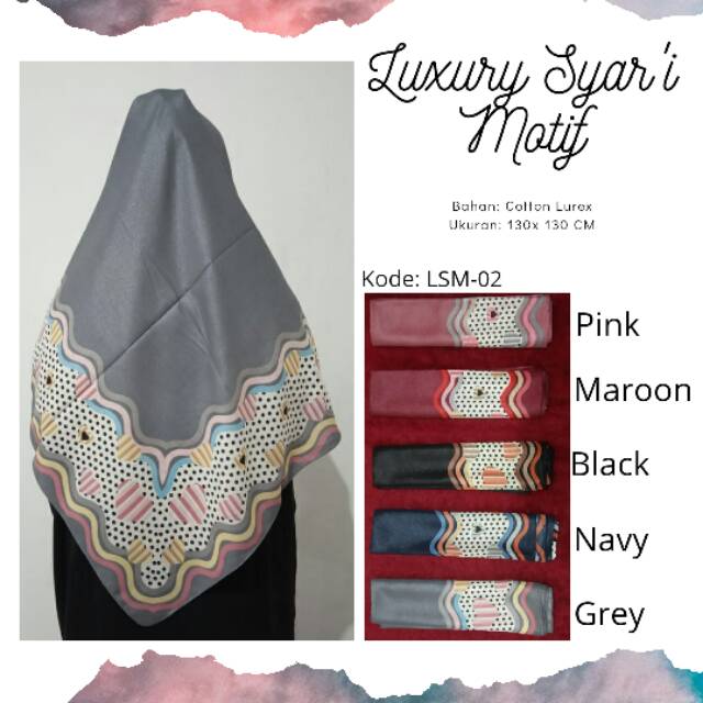 Luxury Syar'i Motif Square /Hijab Segi Empat Syari Jumbo Jilbab Umama scarf