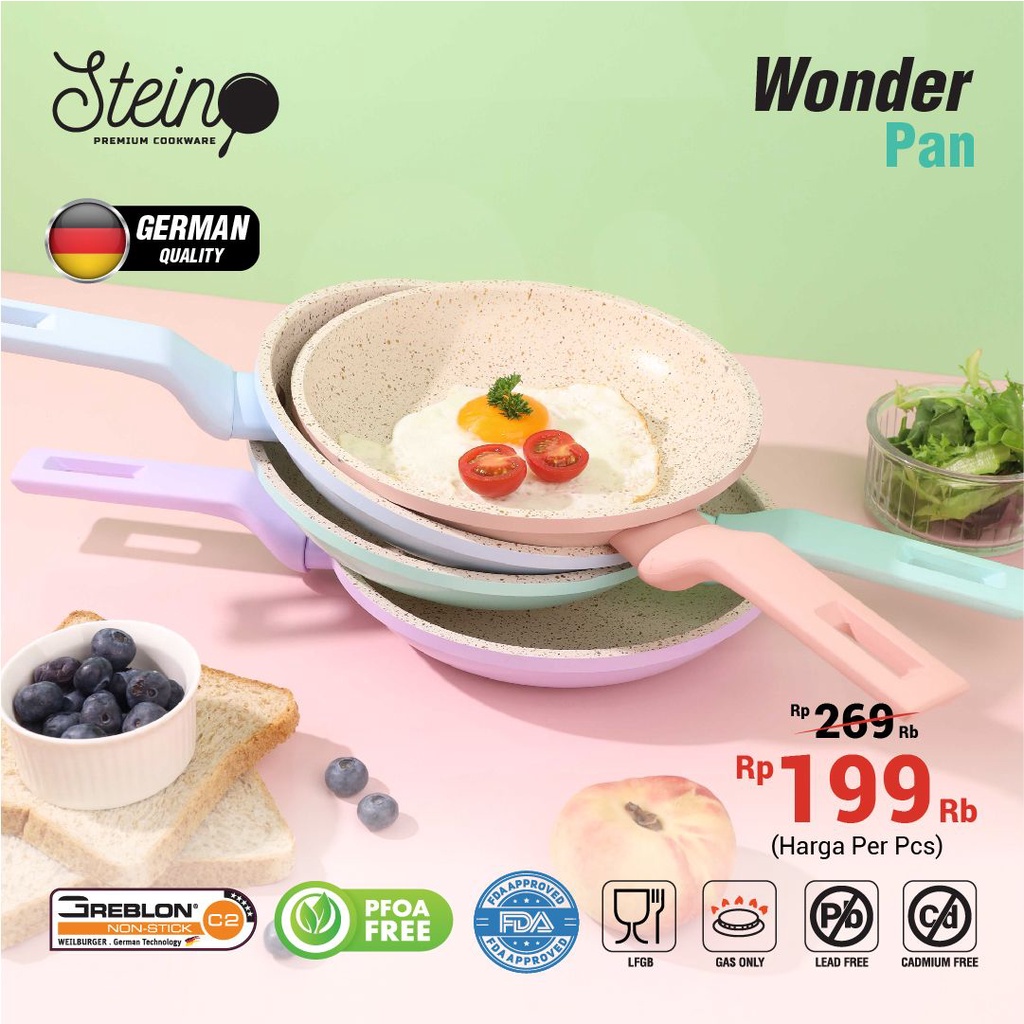 Stein Wonder Pan Frypan 20 cm Panci Anti Lengket German Greblon C2