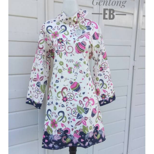 Dress Batik Wanita Lengan 3/4 Model Vintage Elegan Slim Versi Korea Print