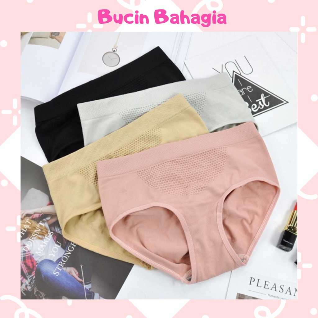 Celana Dalam Wanita Mid Waist CD Seamless Sarang Lebah Dengan Bahan Breathable CD06