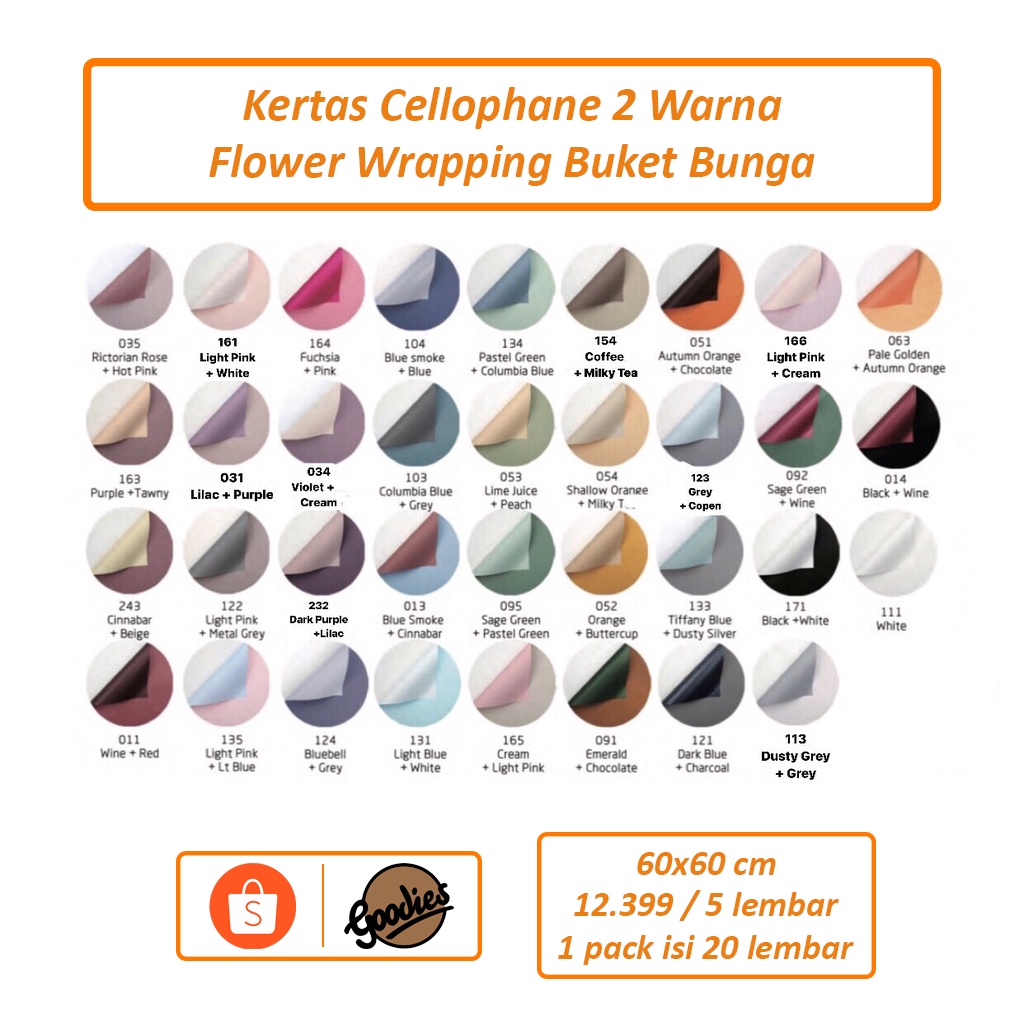 

*5 LEMBAR* Kertas Buket Bunga Cellophane (2 warna) Flower Wrapping Paper Celophane / Chellophane Murah untuk Snack Uang