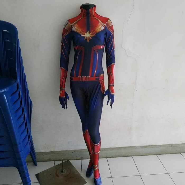 kostum captain marvel carol danvers zentai costume superhero cosplay