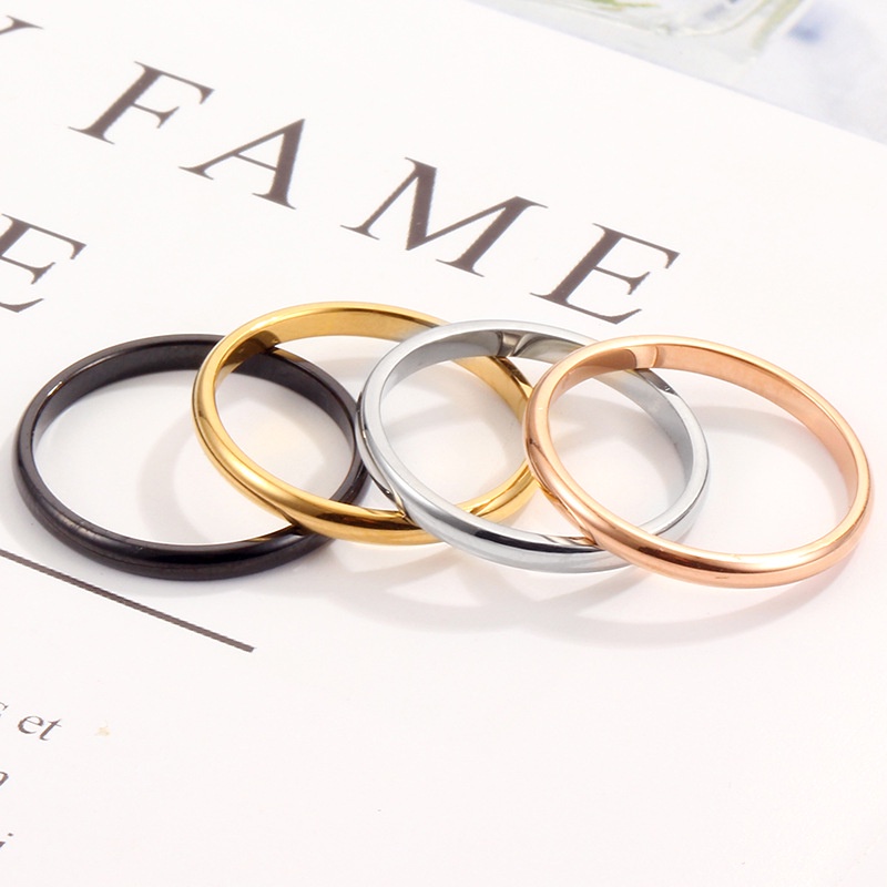 Cincin Bahan Titanium Steel Lapis Rose Gold 18k Bentuk Bulat Gaya Eropa Dan Amerika