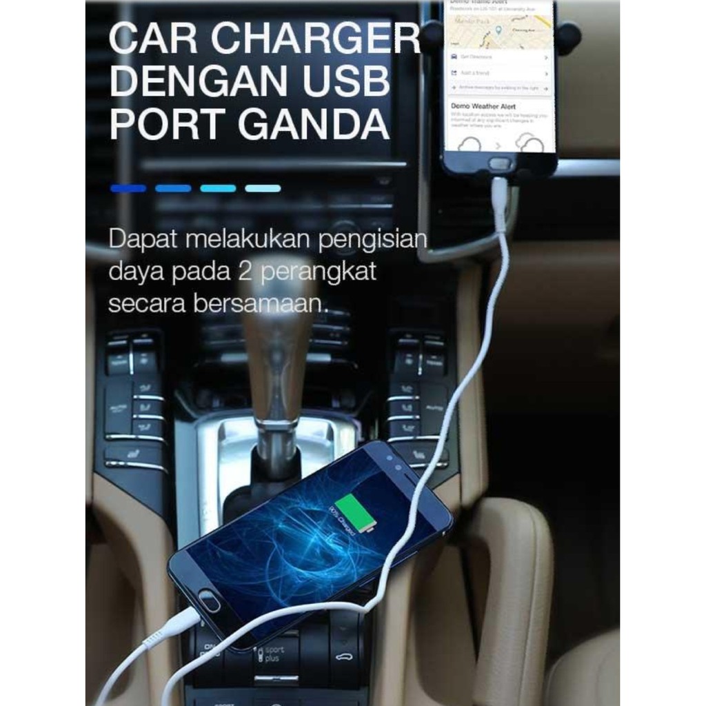 Charger Mobil Robot 2A - Car Charger Dual Usb C06