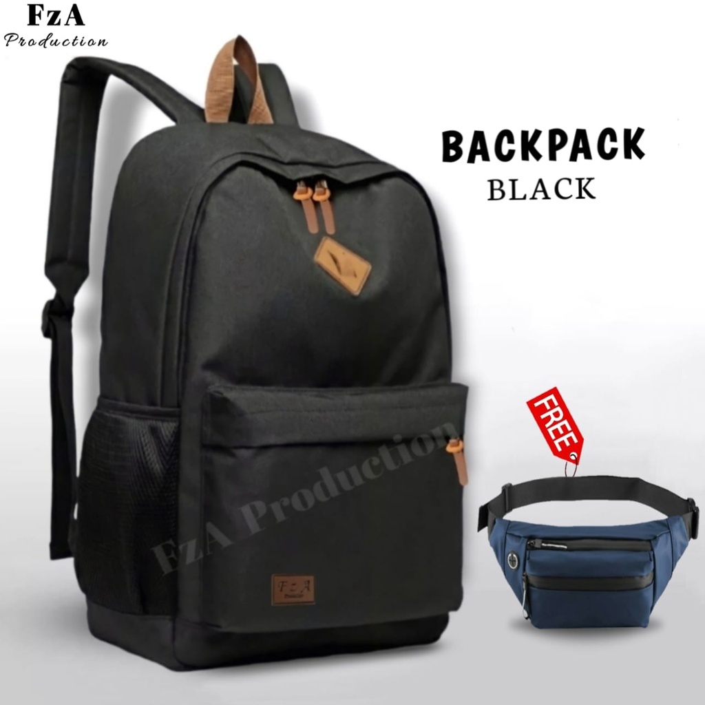 Tas Ransel  Punggung Distro Casual Pria Wanita / Tas Ransel Laptop Original FzA FREE Waist Bag