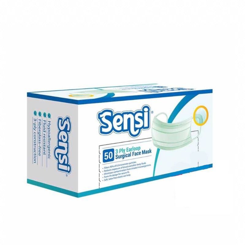 Sensi Masker Earloop / Masker Biasa 3Ply SENSI 1 BOX 50 Pcs Mask Ready Banyak Warna