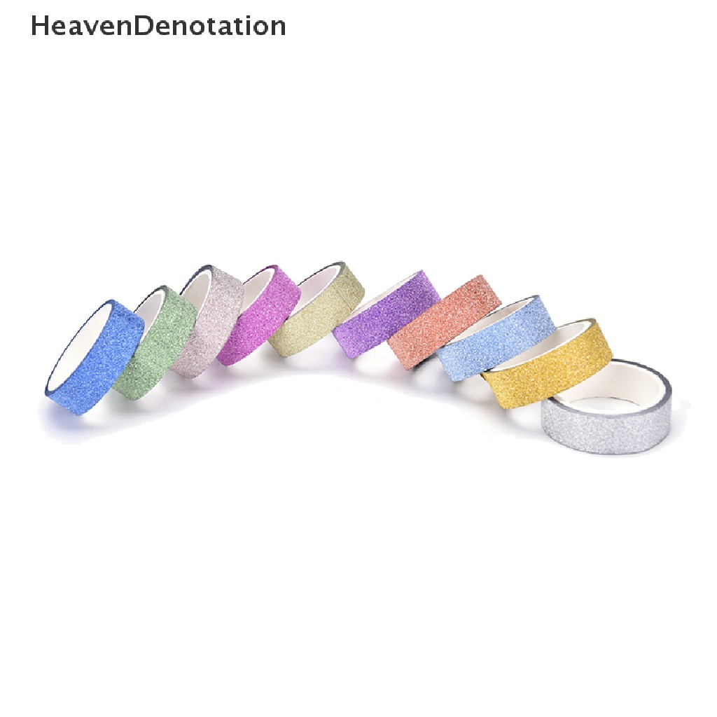 [HeavenDenotation] 10pcs Glitter Washi Sticky Paper Masking Adhesive Tape Label DIY Craft Decorative