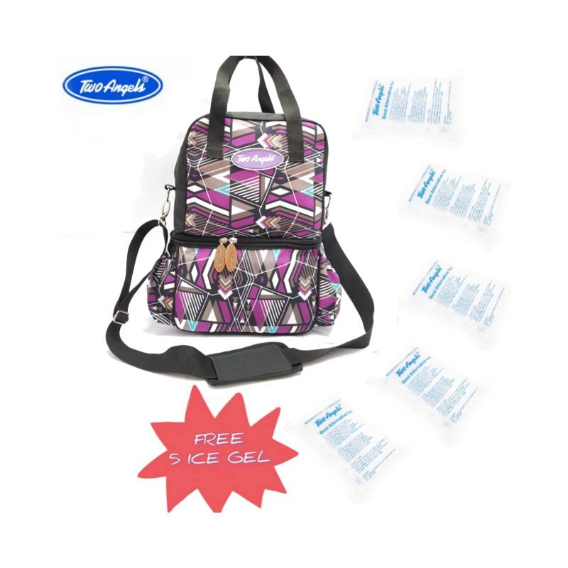 Cooler Bag Two angels 3in1 + 5 ice gel S1 / Tas Pendingin Cooler bag asi asip / Tas bayi