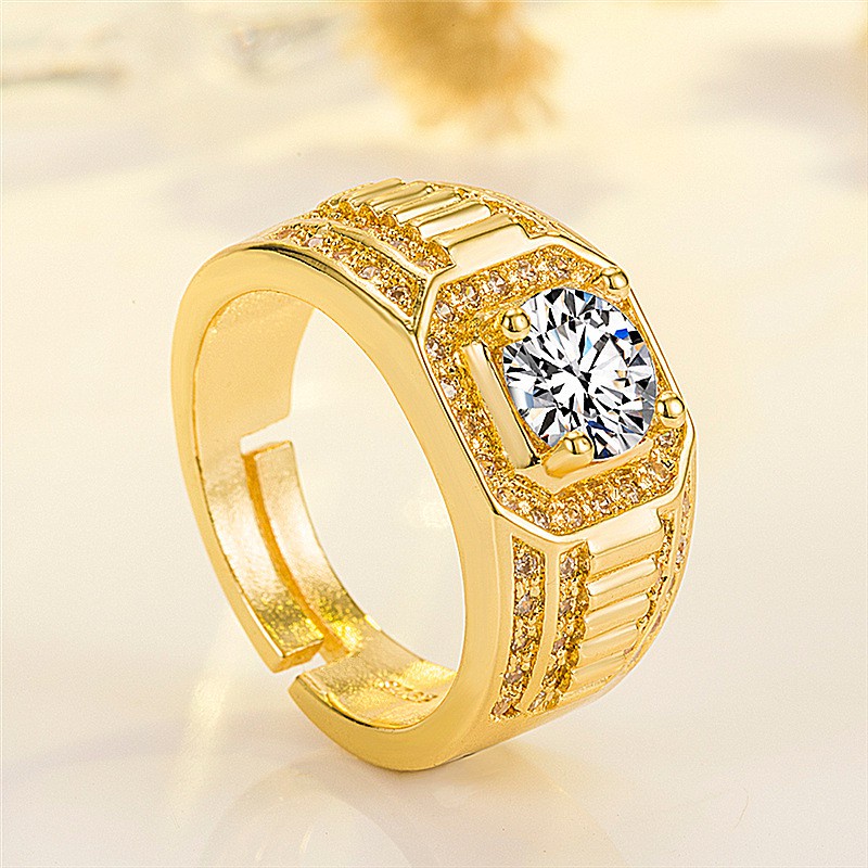 Cincin Pertunangan Berlian Safir Putih Mewah Fashion Pria dan Wanita