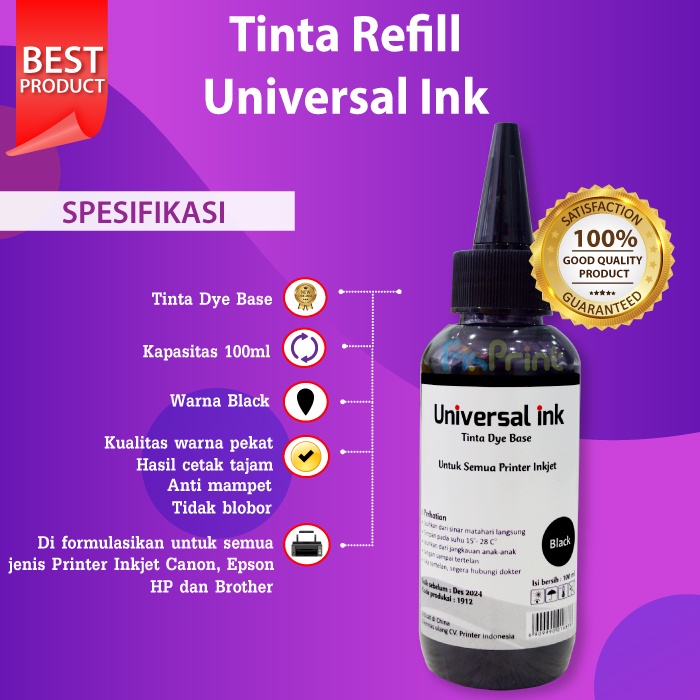 Paket Tinta Refill 100ml Cartridge Printer HP 680 682 802 803 703 704 46 685 Spuid + Refill Tool Kit