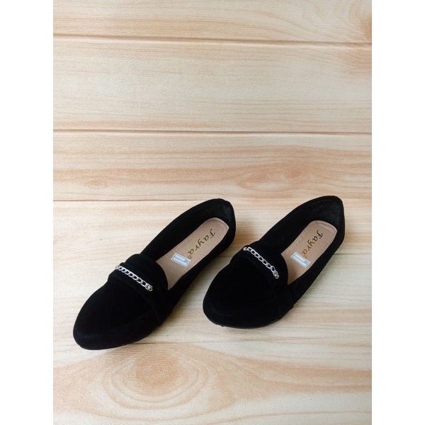 Sepatu Balet Wanita Terbaru Model Rantai Kecil Silver Flatshoes Murah Simple Kekinian Flash Sale Bisa COD