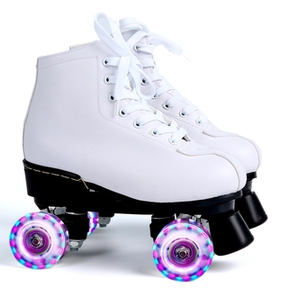 Sepatu Roda Empat Roda Kulit Double baris 4 roda skates 