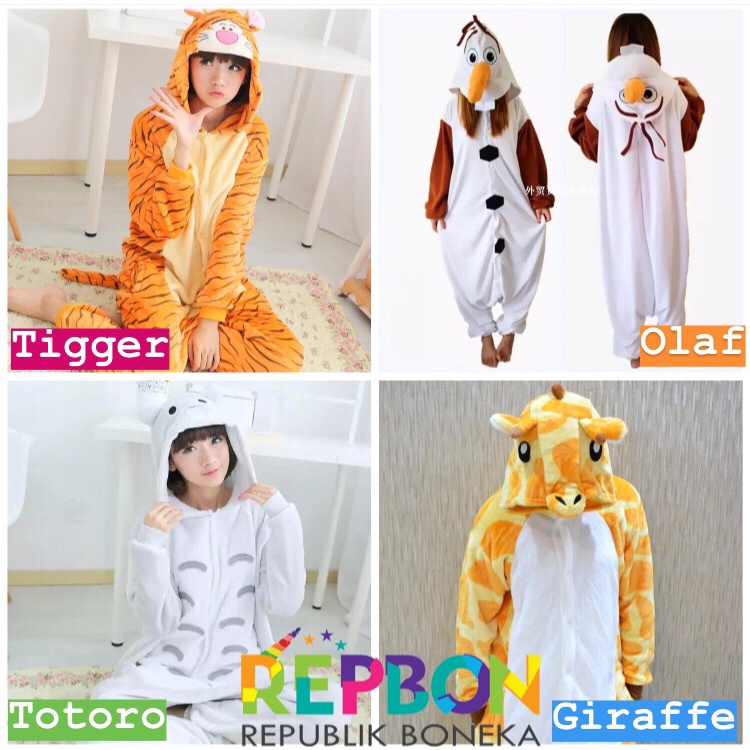 KOSTUM ONESIE DINOSAURUS DINO SAPI TOTORO HARIMAU PIKACHU JERAPAH STITCH SULLEY SINGA KELELAWAR BABY SHARK HIU PIYAMA IMPOR EXTRA LARGE SIZE XL BESAR