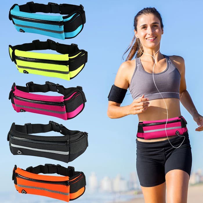 Tas Pinggang Olahraga Large Sweatproof Sport Waist Belt Bag Pouch for Running Pocket Belt Jogging