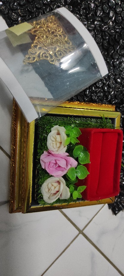 Tempat Cincin Ring Bearer Frame Ringbox Dengan Mika Rumput