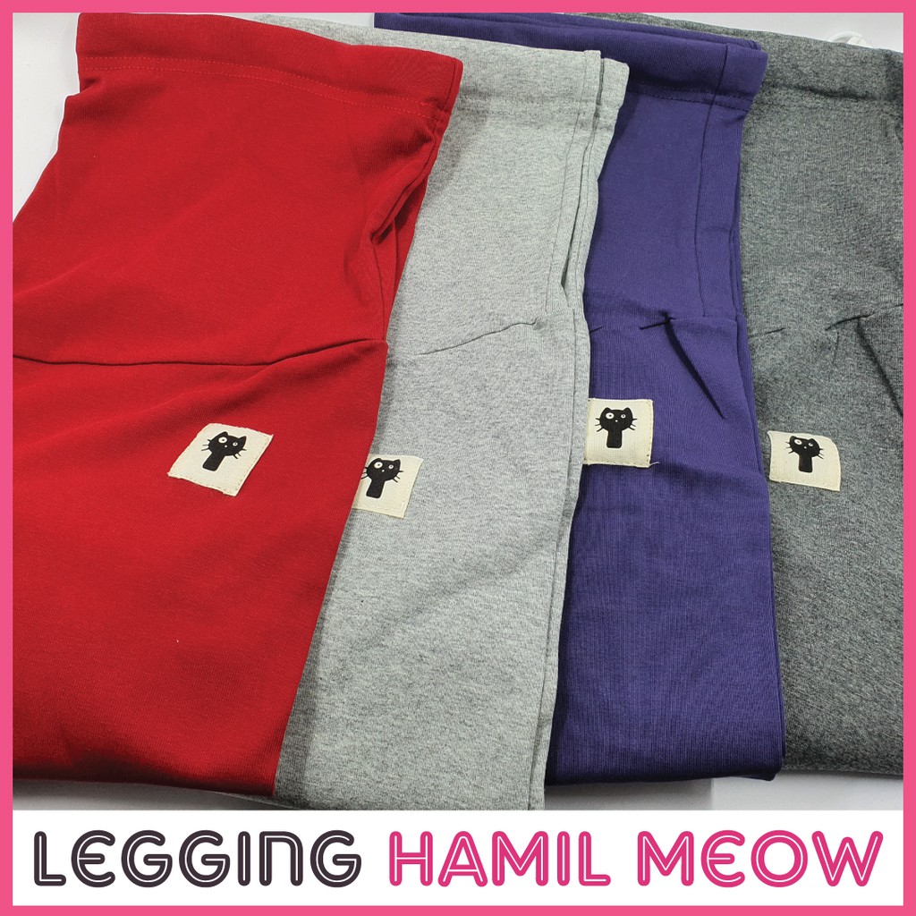 Legging Hamil MEOW BUU / celana hamil jumbo fit to 3L. Pinggang Melar dari 80cm ampe 130cm