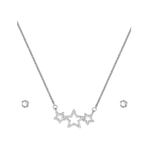 LRC Kalung Set Fashion Silver Five-pointed Star Necklace And V52193