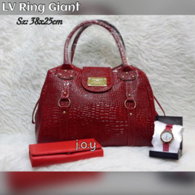 Diskon Super Tas Lokal/Tas Murah/Tas Paket Murah/Paket 3In1 Lv Ring Giant Croco Kualitas Import