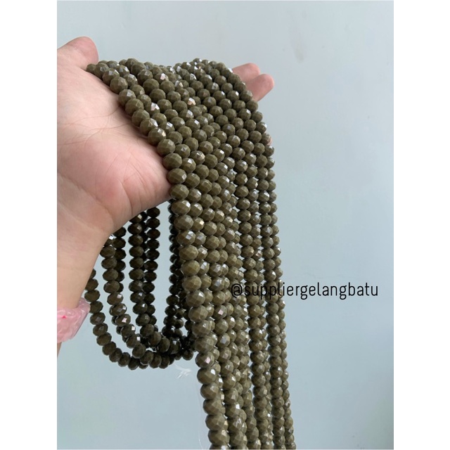 Kristal Ceko 10mm green hijau army bahan kreasi prakarya gelang kalung