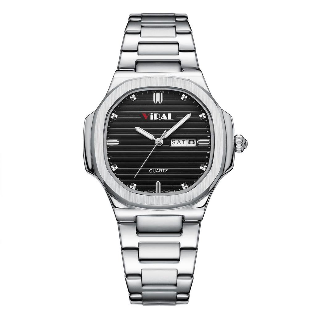 (BW) Jam Tangan Fashion Pria Terbaru Viral Original V-8607 Stainliss Steel ANTI AIR TAHAN AIR