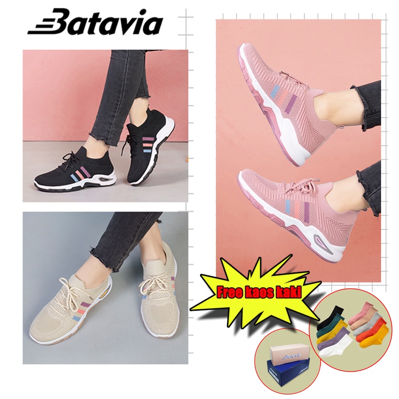 Batavia Sepatu olahraga impor premium perempuan terbaru rajut adem antislip antiaus sepatu lari anak perempuan  kanvas FASHION A122 WS02 A126 A130 A131