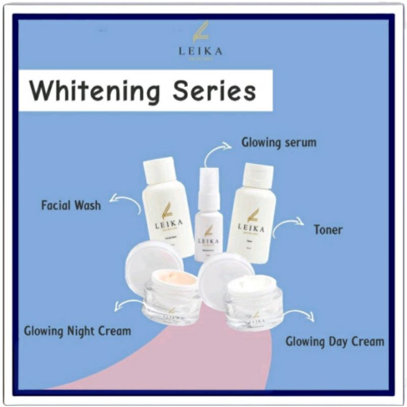 Paket pemutih dan pencerah wajah leika skincare whitening series 100% original garansi uang kembali