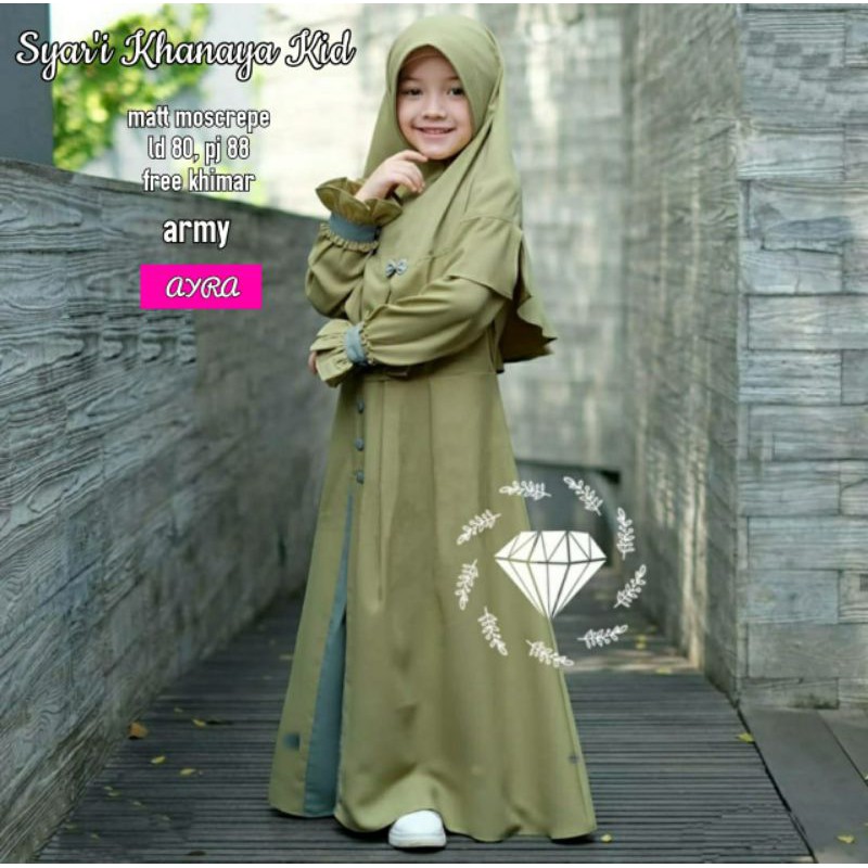 Syar'i Kanaya Kidz • Baju Muslim Anak • Gamis Anak Free Khimar