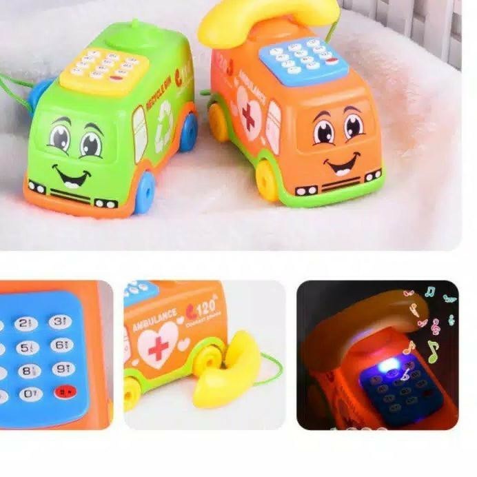 PROMO Mainan Bayi Car Mobile Phone Telephone Telepon Mobil Mini No.1316 - Mainan Telephone Bentuk Bus Music Dan Lampu Murah