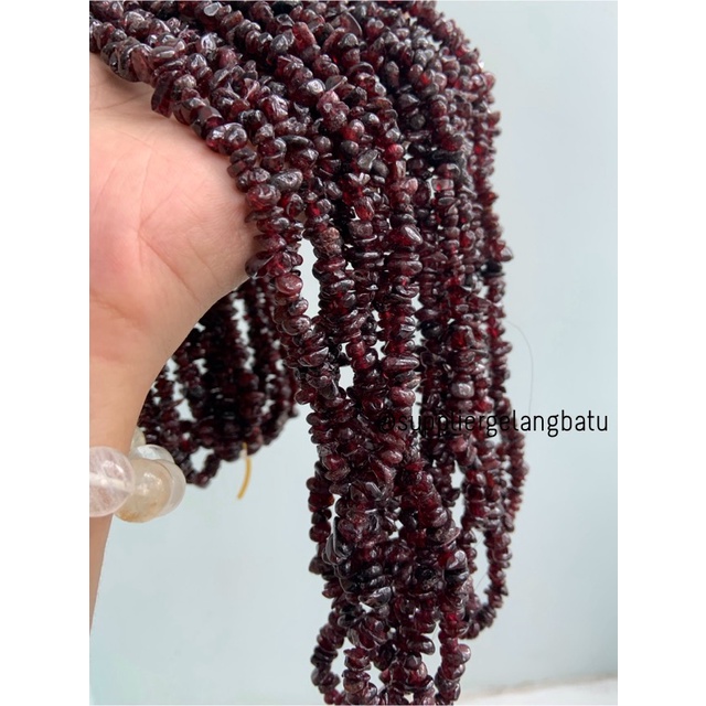 kerikil Batu RED GARNET QUARTZ kuarsa marun 1cm kilap renteng merah