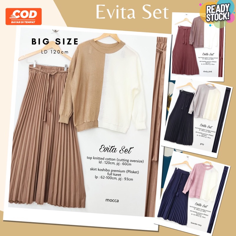 Setelan Rajut Wanita Kekinian Cutting Oversize Dan Rok Plisket