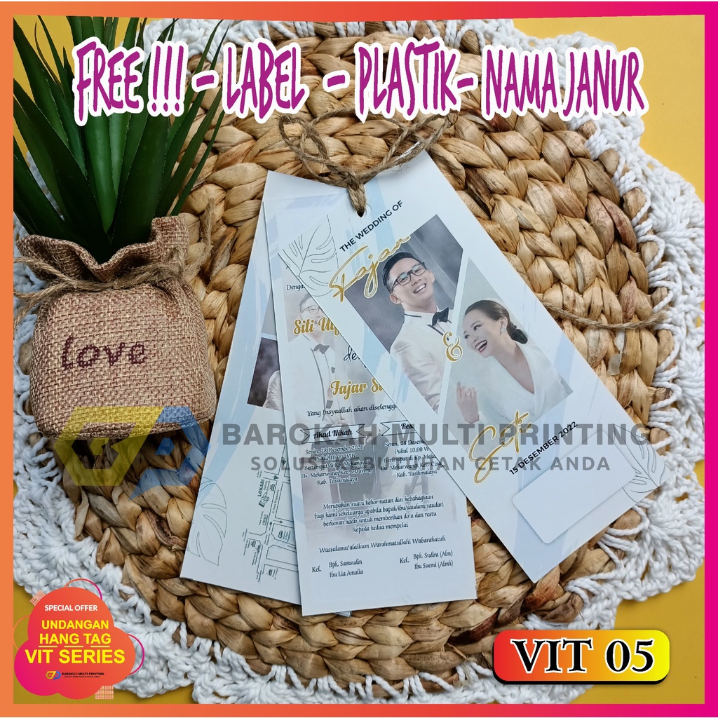 UNDANGAN PERNIKAHAN PAKAI FOTO MURAH UNDANGAN HANG TAG MINIMALIS SIMPLE