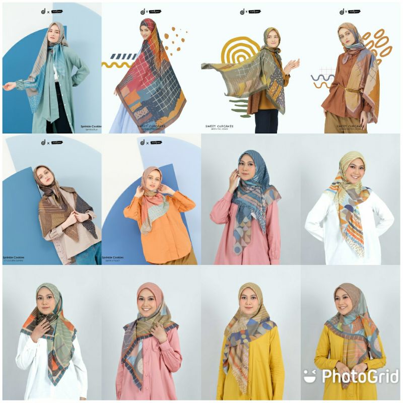 HIJAB DEENAY X NADJANI SPRINKLE COOKIES CHOCOLATTE SPRINKLE BLUE PEACH SWEET CUPCAKES GREEN TEA LEMO