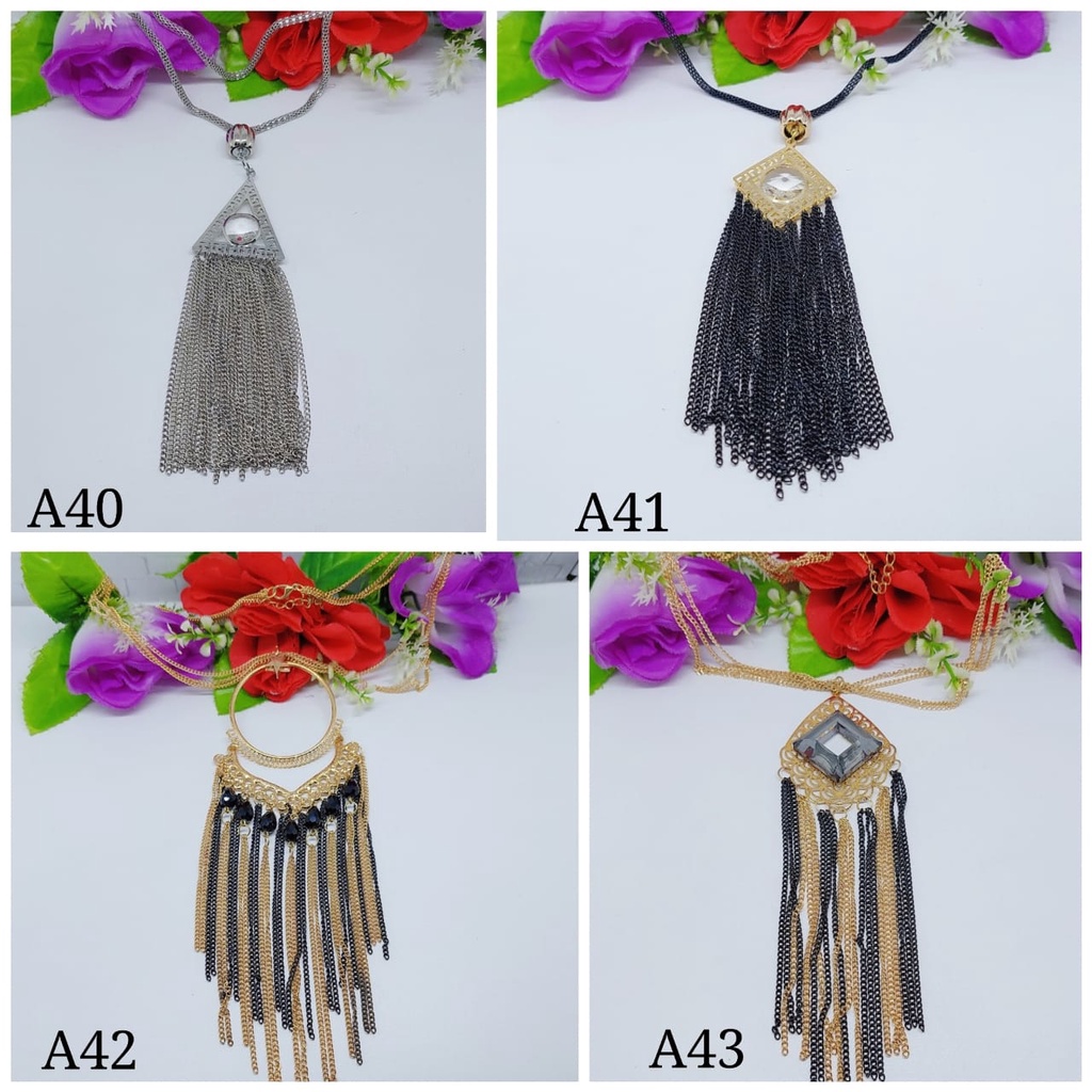 Aksesoris kalung fashion kalung elegan kalung hijab aksesoris cantik kalung daun elegan cantikA40-43