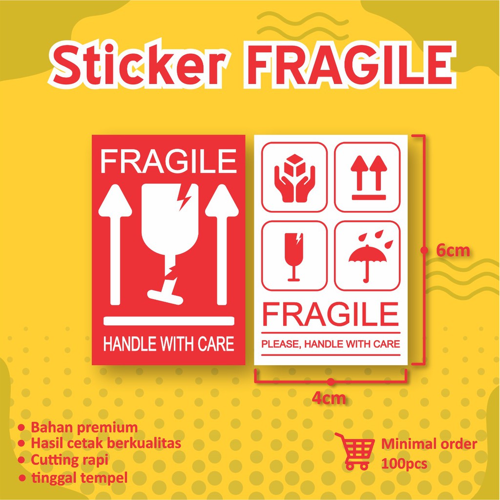 

STIKER FRAGILE / FRAGILE STICKER / STIKER JANGAN DIBANTING / AWAS PECAH /STIKER LABEL PENGIRIMAN
