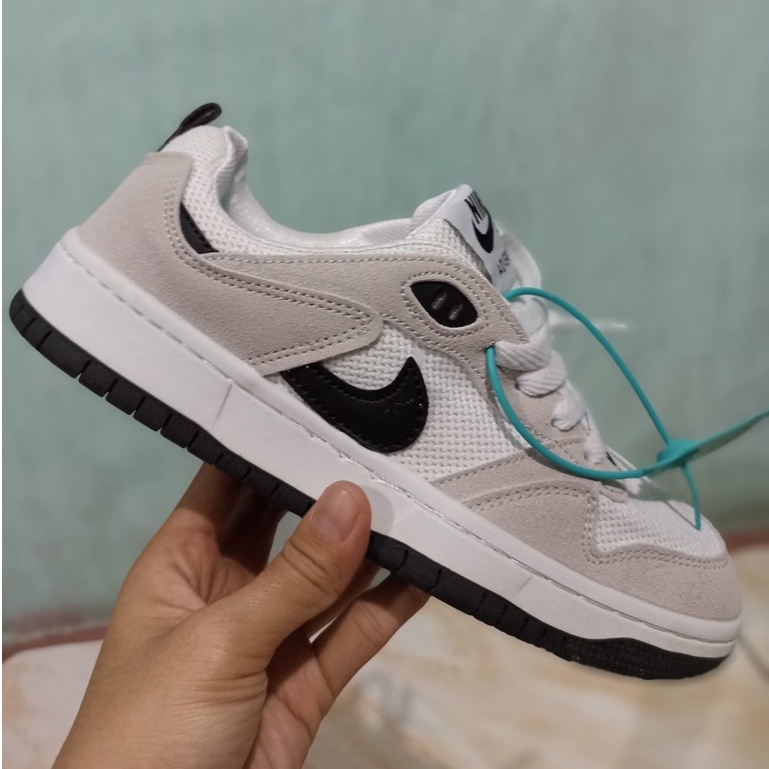 Sepatu Nike SB Dunk Women Cream Grey Black Abu Hitam Import Murah