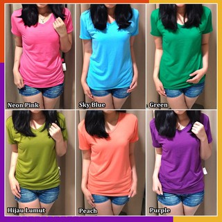 ASK2021 KAOS  WANITA  LENGAN PENDEK KAOS  POLOS V NECK KAOS  