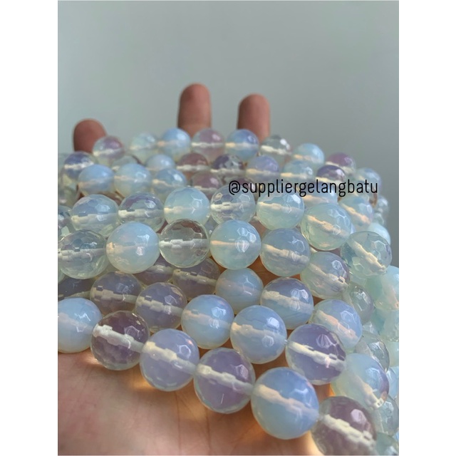 Batu Moonstone opalite AGATE 14mm CUTTING natural bahan gelang kalung