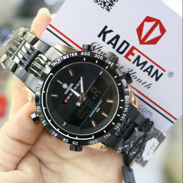 JAM TANGAN PRIA/COWOK KADEMAN ORIGINAL DUAL TIME RANTAI TERBARU ANTI AIR ELEGANT HARGA BERSAHABAT.
