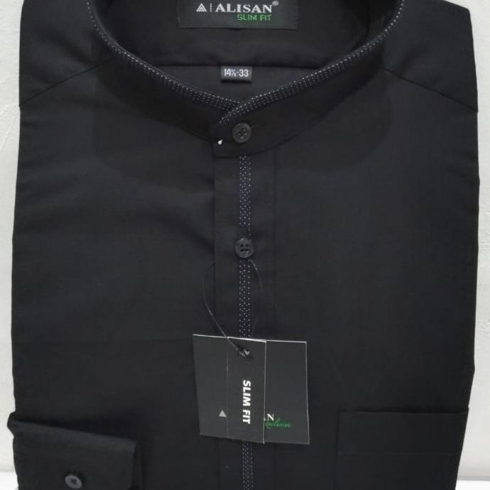 Alisan Kemeja Pria Kerah Shang hai / kerah koko Slim fit Panjang