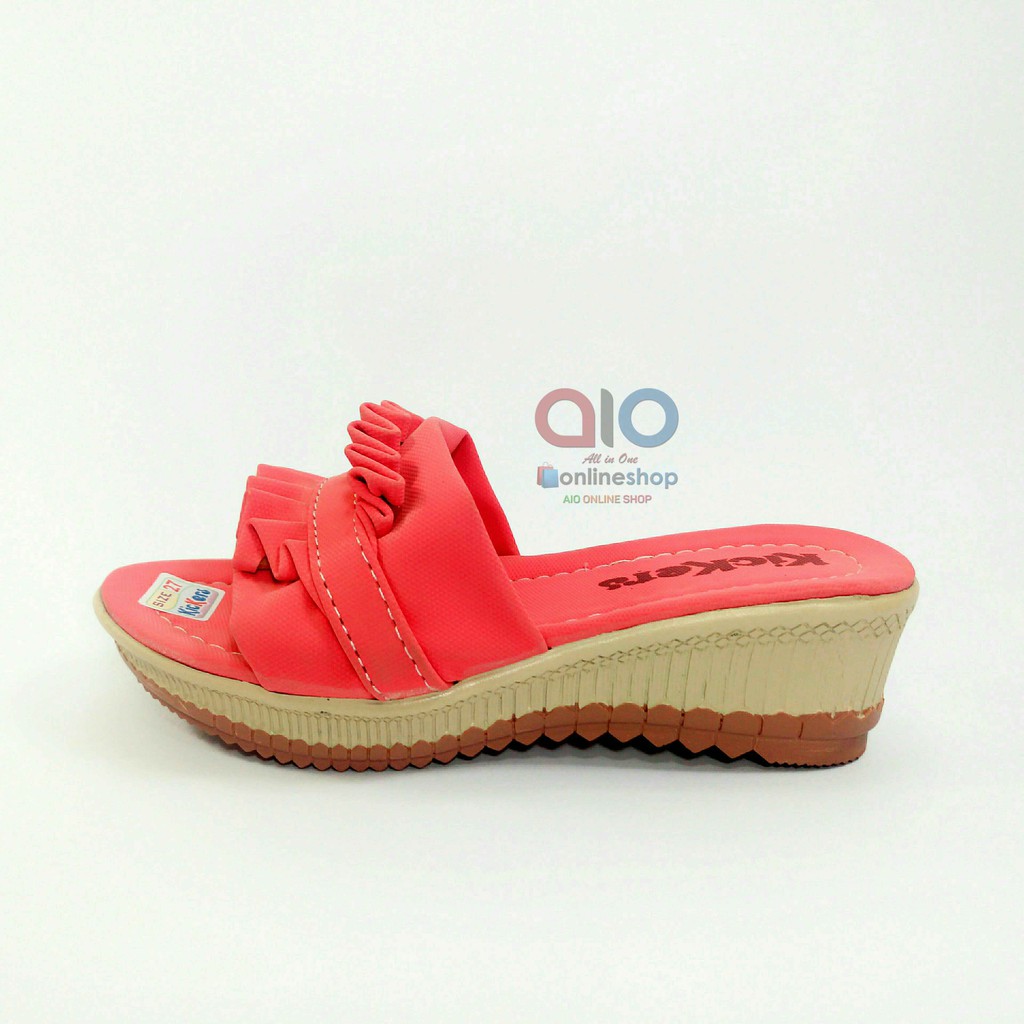 Sandal Selop Anak Wedges 26 - 30 Wiru Hak 3 Cm Perempuan Casual Fashion