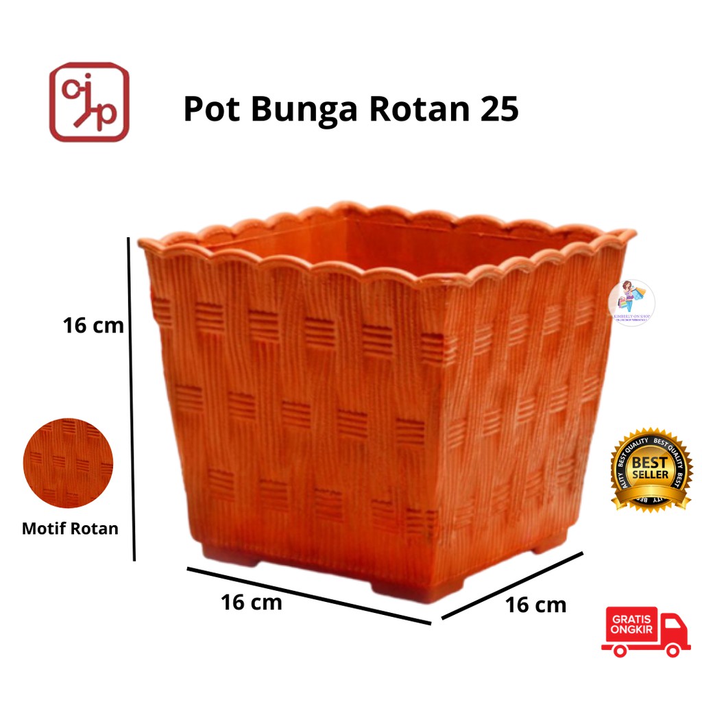 CJP - POT 25 Bunga Motif Rotan Warna