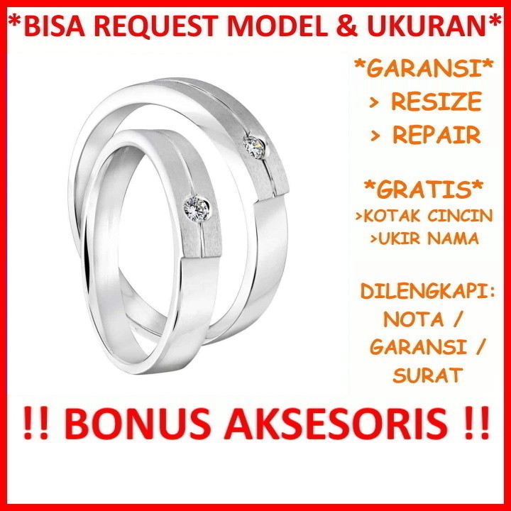 Gratis Ukir Nama Bisa Pesan Model Garansi Silver Asli Cincin Kawin Couple Perak Tunangan ID489