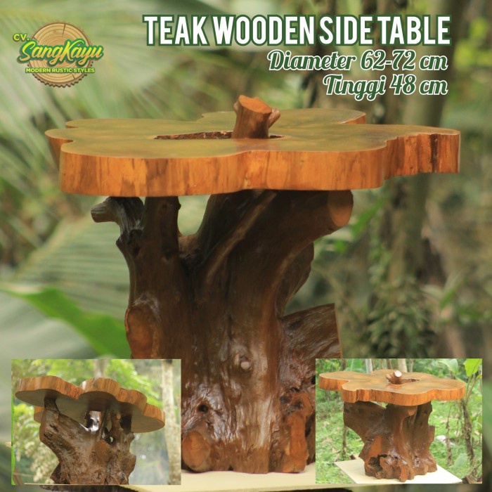 Meja kayu jati antik unik, teak wood wooden table, Coffee table side