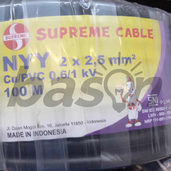 Supreme NYY 2x2.5mm @ 100 Meter - Kabel Listrik